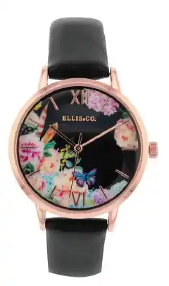 Shiels Ellis & co 'bloom' black leather womens watch offer
