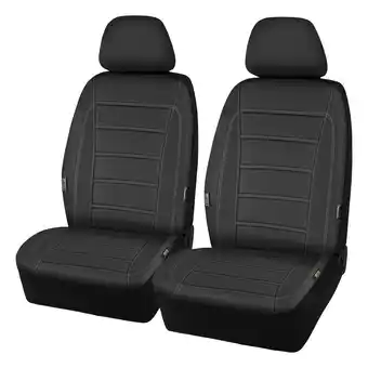 SuperCheap Auto SCA Leather Look Seat Covers Black/White Adjustable Headrests Airbag Compatible 30SAB offer