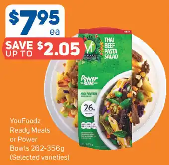 Foodland YouFoodz Ready Meals or Power Bowls 262-356g offer