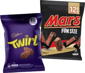 IGA Cadbury, Mars or Skittles Fun Size Pack 132-216g Selected Varieties offer