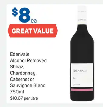 Edenvale Alcohol Removed Shiraz, Chardonny, Cabernet or Sauvignon Blanc 750ml