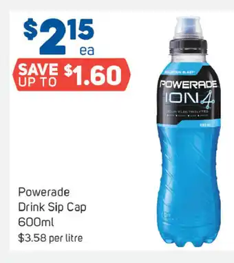 Foodland Powerade Drink Sip Cap 600ml offer