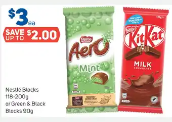Foodland Nestlé Blocks 118-200g or Green & Black Blocks 90g offer