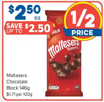 Foodland Maltesers Chocolate Block 146g offer