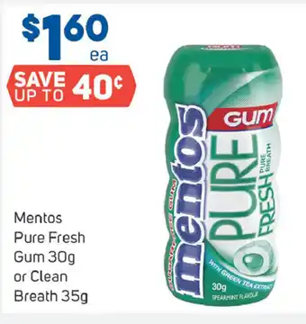 Foodland Mentos Pure Fresh Gum 30g or Clean Breath 35g offer