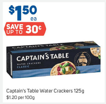 Foodland Captain's Table water Crackers 125g offer