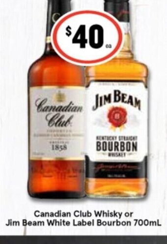 IGA Liquor Canadian Club Whisky or Jim Beam White Label Bourbon 700ml offer