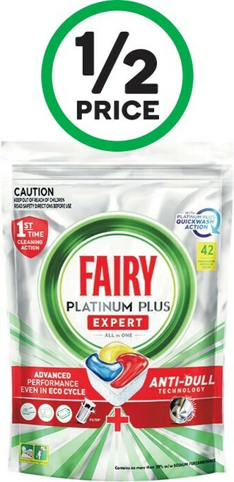 Woolworths Fairy Platinum Plus Dishwashing Tablets Pk 42 offer