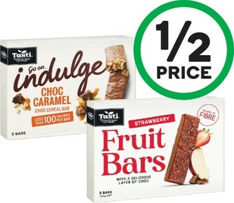 Woolworths Tasti Fruit Bars 140g Pk 5 or Tasti Indulge Bars 105g Pk 5 offer
