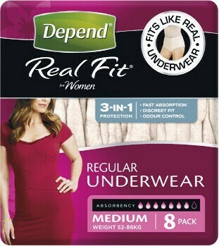 Woolworths Depend Real Fit Underwear for Women Pk 8 offer