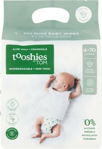 Woolworths Tooshies Biodegradable Baby Wipes Pk 280 offer