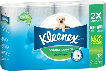 Woolworths Kleenex Double Length Pk 12 or Kleenex ECO Double Length Pk 8 Toilet Tissue offer