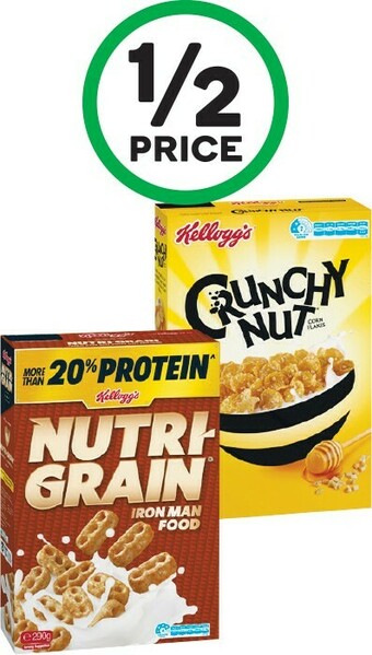 Woolworths Kellogg’s Nutri-Grain 290g or Kellogg’s Crunchy Nut Corn Flakes 380g offer