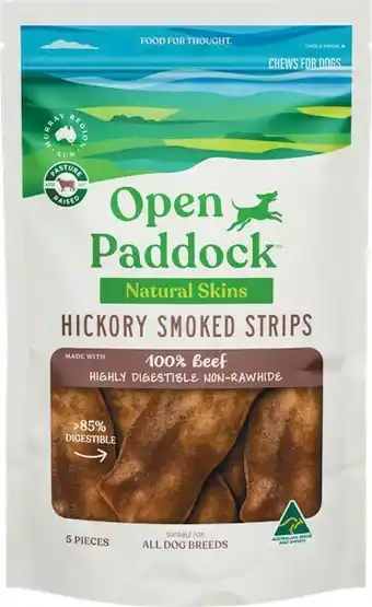 Woolworths Open Paddock Non Rawhide Hickory Smoked Strips Dog Treats Pk 5 offer