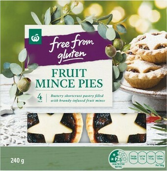 Woolworths Free From Gluten Fruit Mince Pie Pk 4 offer