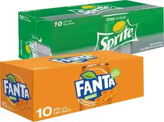 Woolworths Sprite or Fanta Soft Drink Can Varieties 10 x 375ml offer
