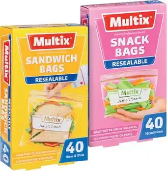 IGA Multix Resealable Sandwich or Snack Bags 40 Pack offer