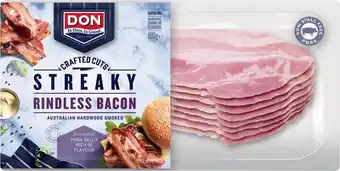 IGA Don Streaky Rindless Bacon 180g or Double Smoked Pan Size Bacon 200g offer