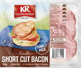 IGA KR Castlemaine Rindless Short Cut Bacon 630g offer