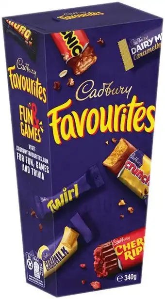 IGA Cadbury Favourites 340‑352g or Toblerone Pralines 180g Selected Varieties offer