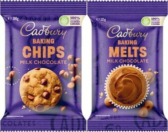 Coles Cadbury Baking Chips or Melts 200g-225g offer