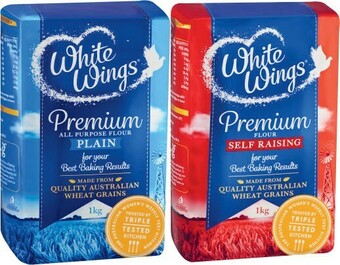 Coles White Wings Plain or Self Raising Flour 1kg offer