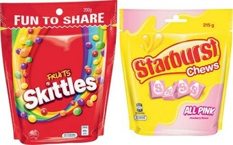 Coles Skittles 190g-200g or Starburst Chews 215g offer
