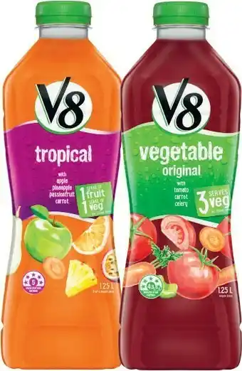 Coles Campbell’s V8 Juice or Powerblends Juice 1.25 Litre offer
