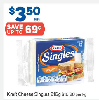 Foodland Kraft Cheese Singles 216g offer