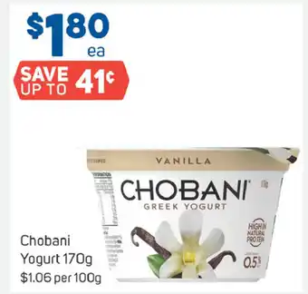 Foodland Chobani Yogurt 170g offer