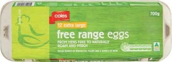 Coles Coles Australian Free Range Eggs 12 Pack 700g offer
