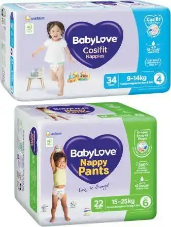 Coles BabyLove Cosifit Bulk Nappies 26 Pack-48 Pack or Nappy Pants 22 Pack-28 Pack offer