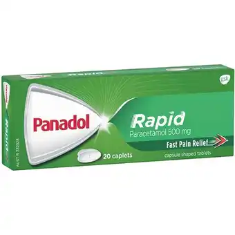 Woolworths Panadol Rapid For Fast Pain Relief with Paracetamol 500mg Pk 20 offer
