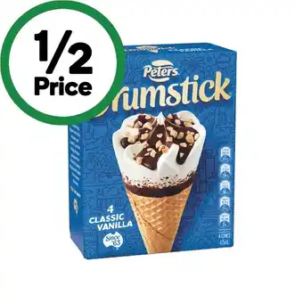 Woolworths Peters Drumstick 475-490ml Pk 4-6 – Excludes Plant Based – From the Freezer offer