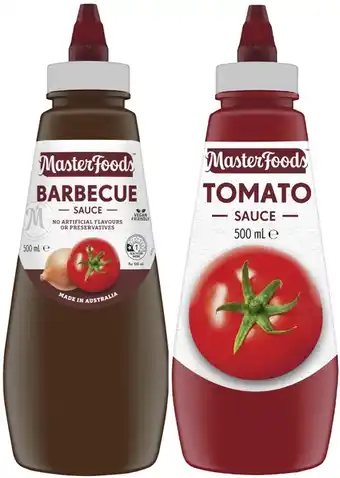 Coles MasterFoods Squeeze Tomato or Barbecue Sauce 475mL-500mL offer