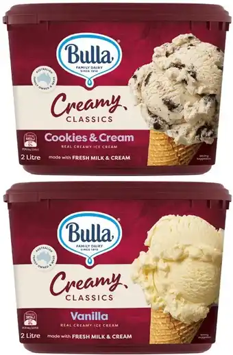 Coles Bulla Creamy Classic 2 Litre offer