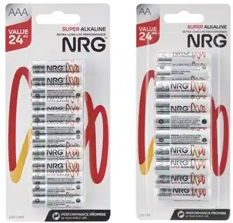 Coles NRG Batteries AA or AAA 24 Pack offer