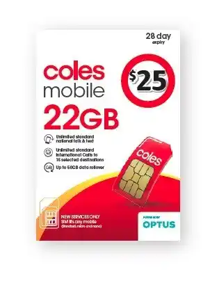 Coles Coles Mobile $25 Prepaid SIM offer