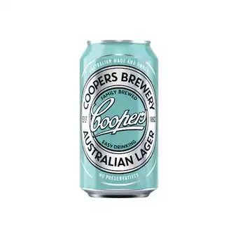 Woolworths Coopers Australian Lager Cans 24x375ml offer