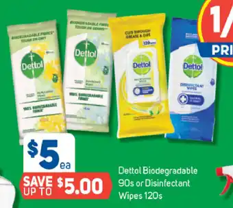 Foodland Dettol Biodegradable 90s or Disinfectant Wipes 120s offer