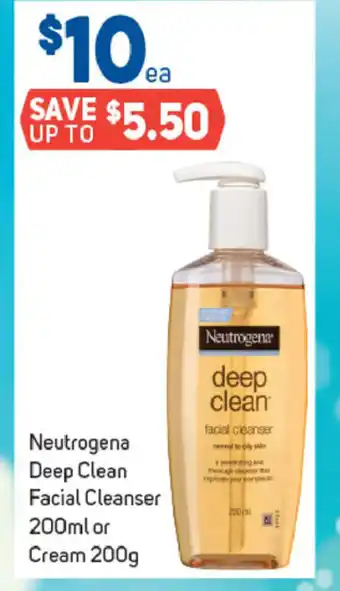 Foodland Neutrogena Deep Clean Facial Cleanser 200ml or Cream 200g offer