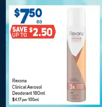Foodland Rexona Clinical Aerosol Deodorant 180ml offer