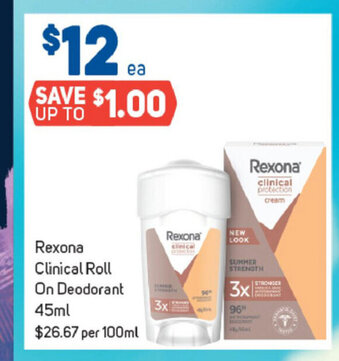 Foodland Rexona Clinical Roll On Deodorant 45ml offer