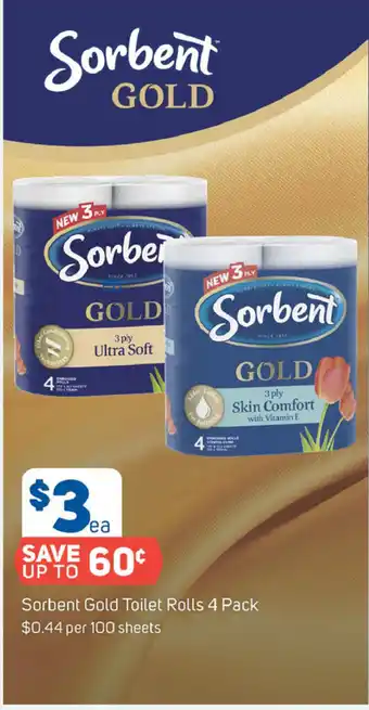Foodland Sorbent Gold Toilet Rolls 4 Pack offer