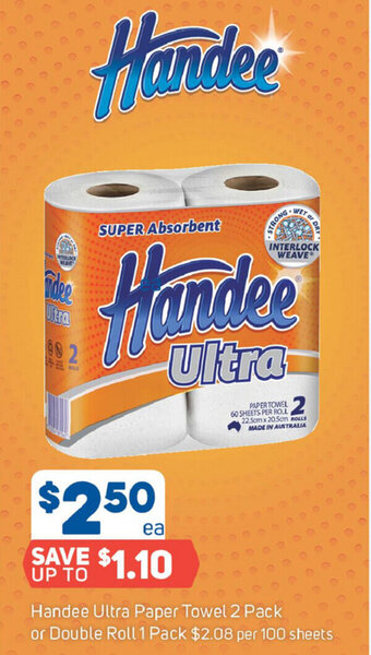 Foodland Handee Ultra Paper Towel 2 Pack or Double Roll 1 Pack offer
