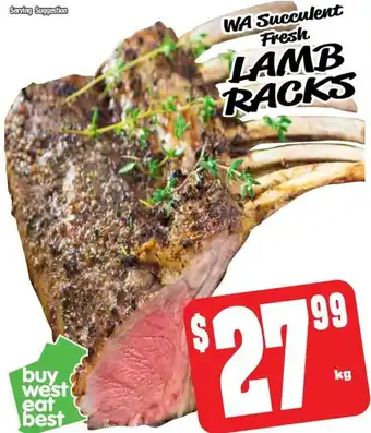 Farmer Jack's WA Succulent Fresh LAMB RACKS offer