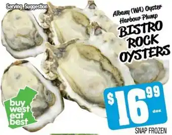 Farmer Jack's Albany (WA) Oyster Harbour Plump BISTRO ROCK OYSTERS offer