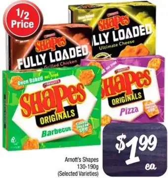 Farmer Jack's Arnott's Shapes 130-190g offer