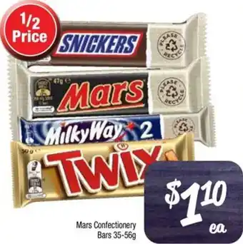 Farmer Jack's Mars Confectionery Bars 35-56g offer