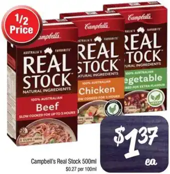 Farmer Jack's Campbell's Real Stock 500ml offer